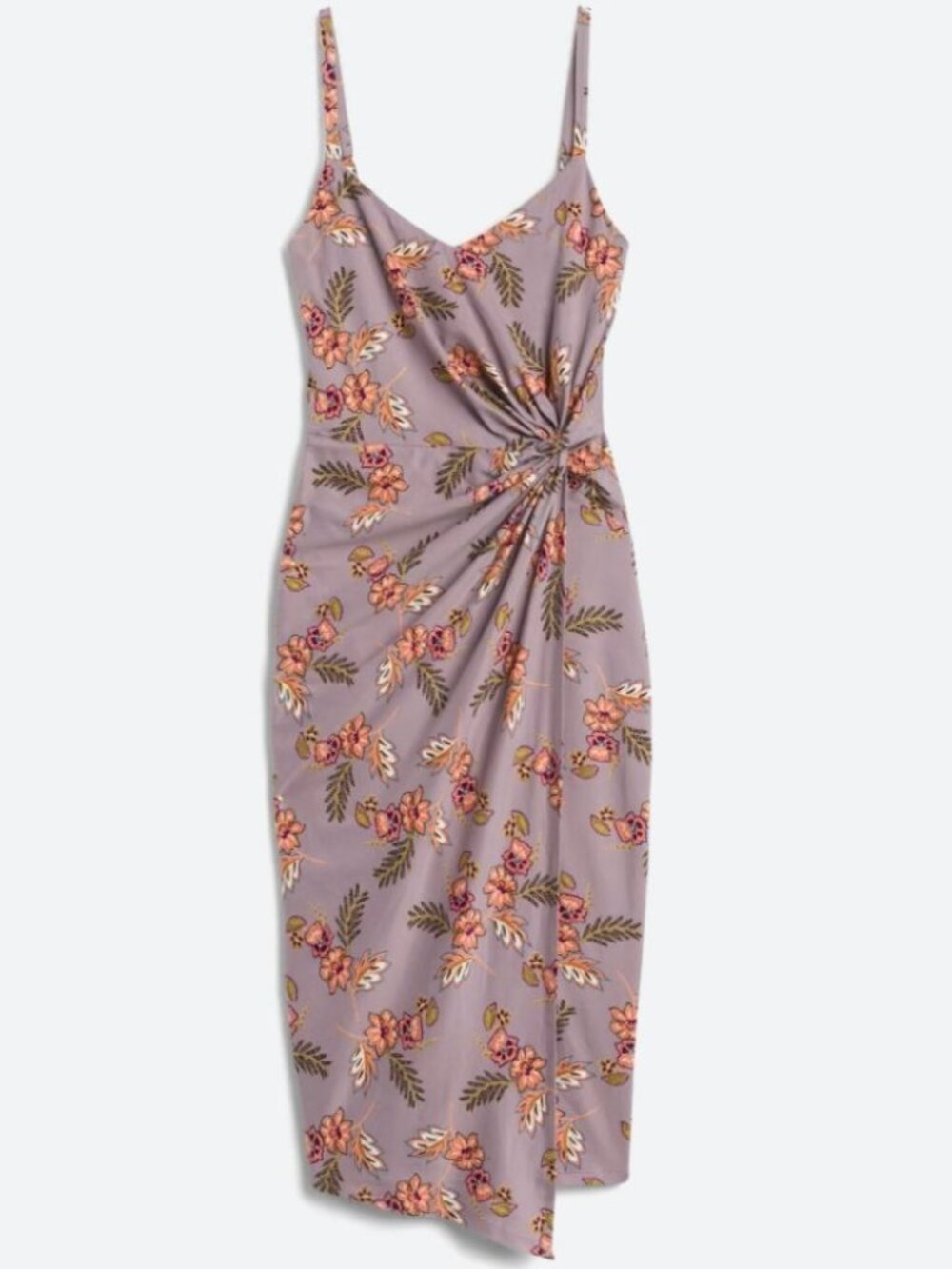 Nine Britton - Vivienne Knit Midi Dress in Light Purple Floral Small